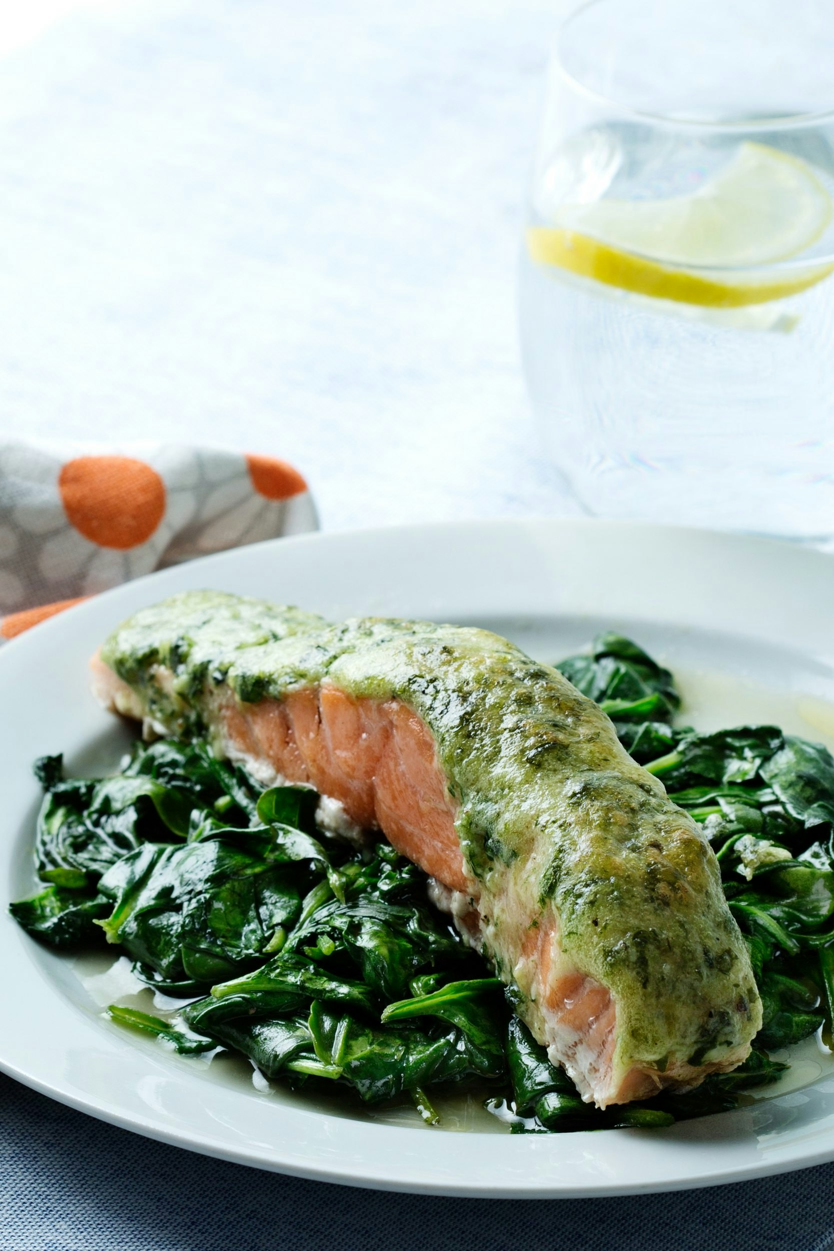 Keto Salmon with Pesto and Spinach \u2014 Recipe \u2014 Diet Doctor